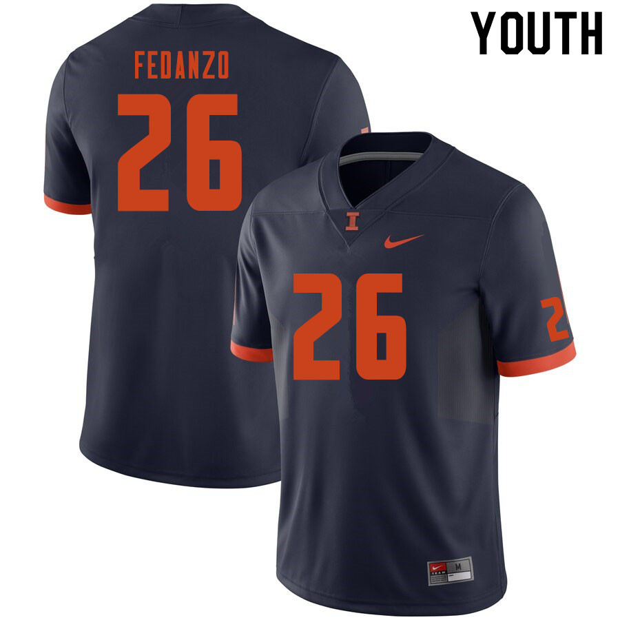 Youth #26 Nick Fedanzo Illinois Fighting Illini College Football Jerseys-Navy